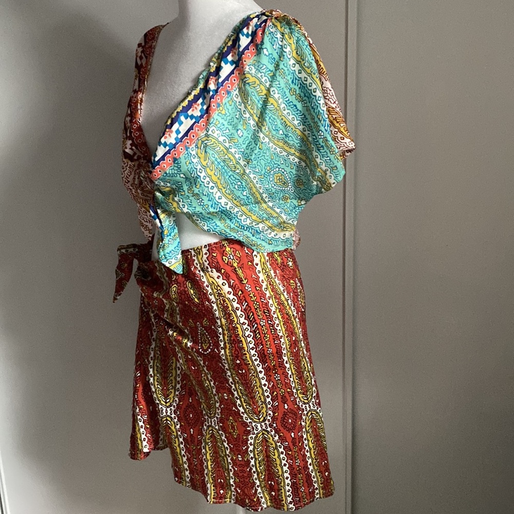 New Anthropologie Women’s 2 Piece Boho Resort Summer Skirt Crop Top Cover Up Set - Picture 4 of 8